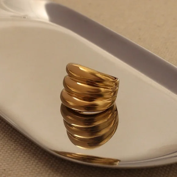 Inner Harmoni 18K Gold Plated Chunky Elegant Gold Triple Ring - Picture 2 of 3